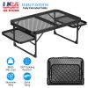 Collapsible Picnic Aluminum Alloy Grill Stand 88LBS Max Load BBQ Table with 2 Side Trays