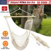 Hammock Chair Hanging Rope Seat Swing w/ Wooden Stick 220lbs