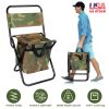 Foldable Fishing Chair With Backrest Built-In Cooler Bag