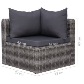 vidaXL 6 Piece Patio Sofa Set with Cushions & Pillows Poly Rattan Gray