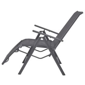 vidaXL Reclining Deck Chair Aluminium and Textilene Black