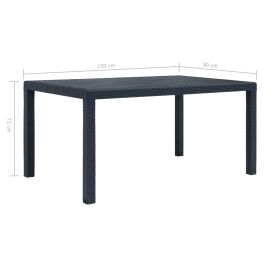 vidaXL Garden Table Anthracite 150x90x72 cm Plastic Rattan Look