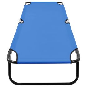 vidaXL Folding Sun Lounger Blue Steel