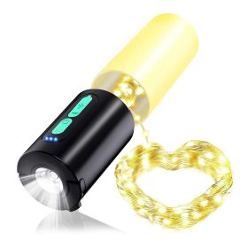 4 In 1 Rechargeable Camping String Light IP44 Waterproof  with 33Ft String Light 7 Light Modes Emergency Power Bank