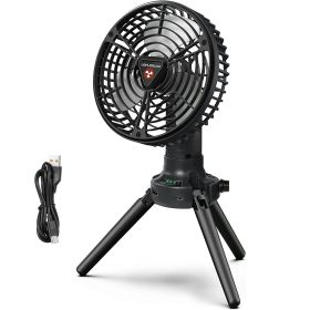 Camping Fan with Emergency Power Bank 270° Oscillating Rechargeable Tripod Fan  with 4 Speeds 3 Brightnes