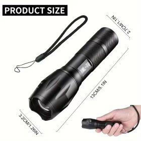 High Power LED Tactical Flashlight 5-Mode Light Zoom Waterproof Portable Torch For Camping Hiking Outdoor Hunting Aluminum Alloy Bright Tactical Flash