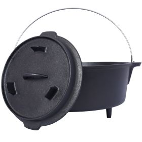 Outdoor Camping Deep Pot For Camping Fireplace Cooking Barbecue Baking Campfire With Leg Base