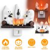 2Pcs Ghost Campfire Flickering Flame Night Light Indoor 3D Funny Halloween