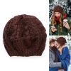 Brown Knit Beret Beanie