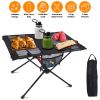 Folding Camping Table Aluminum Alloy Frame with 2 Cup Holders 2 Side Pockets Carry Bag