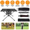 Folding Camping Table Aluminum Alloy Frame with 2 Cup Holders 2 Side Pockets Carry Bag