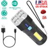 Rechargeable Flashlight LED w/Strap Super Bright Flashlight w/4 Light Modes