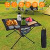 Folding Camping Table Aluminum Alloy Frame with 2 Cup Holders 2 Side Pockets Carry Bag