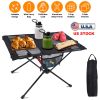 Folding Camping Table Aluminum Alloy Frame with 2 Cup Holders 2 Side Pockets Carry Bag