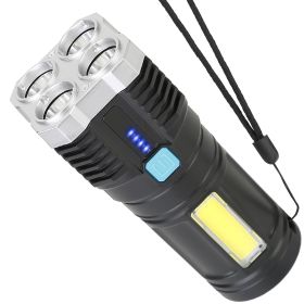 Rechargeable Flashlight LED w/Strap Super Bright Flashlight w/4 Light Modes