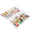 30Pcs Fishing Lures Kit Metal Spoon Lures Hard Spinner Baits with Single Triple Hook for Trout Bass Salmon with Free Tackle Box