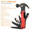 13 In 1 Multi-tool Hammer Outdoor Camping Survival Tools with Pouch Bag Safety Lock Nail Puller Knife Can Opener Saw Screw Depositor Screwdriver