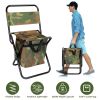 Foldable Fishing Chair With Backrest Built-In Cooler Bag