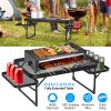 Collapsible Picnic Aluminum Alloy Grill Stand 88LBS Max Load BBQ Table with 2 Side Trays