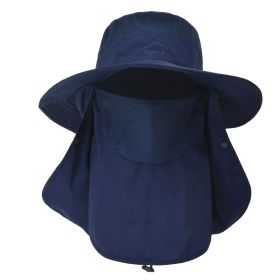 Fishing Bucket Hat Wide Brim Breathable Unisex Hat Sunlight-proof Removable (Option: Nblue)