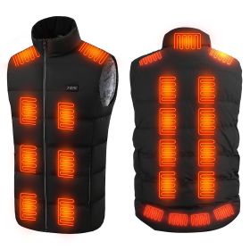 Heated Vest, Jacket with 23 Heating Zones 3 Heat Levels USB Powered Machine Washable (Option: S)