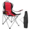 Heavy Duty Steel Lawn Chair Padded Seat Arm Back Beach Chair 330LBS Max Load with Cup Holder Carry Bag