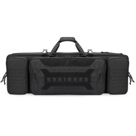 VOTAGOO Double Rifle Case Gun Bag, Safely Long-Barrel Firearm Transportation Cases  Locks, All-Weather Soft Tactical Range Bag Ackpack For Shotgun Spa (Option: Black-36inches)