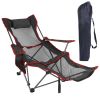 Heavy Duty Steel Lawn Chair with Reclining Backrest Angle Cup Holder Pillow Side Pocket Carry Bag