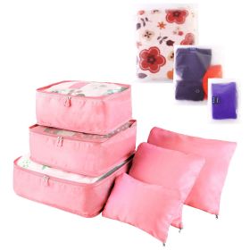 9Pcs Clothes Storage Bags Water-Resistant Travel Luggage Organizer (Option: Pink)