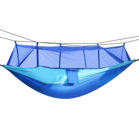 600lbs Load 2 Persons Hammock w/Mosquito Net  w/ Strap Hook Carry Bag (Option: Blu)