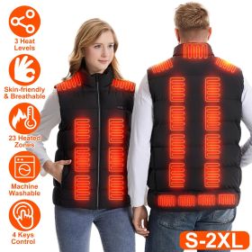 Heated Vest, Jacket with 23 Heating Zones 3 Heat Levels USB Powered Machine Washable (Option: M)