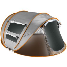 5-8 Person Pop Up Tent  Waterproof with 4 Mosquito Net Windows Carrying Bag (Option: Khaki_5_8Person)