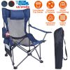 Heavy Duty Steel Lawn Chair with Reclining Backrest Angle Cup Holder Pillow Side Pocket Carry Bag