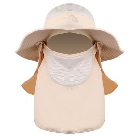 Fishing Bucket Hat Wide Brim Breathable Unisex Hat Sunlight-proof Removable (Option: Beige)