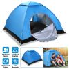 4 Persons Camping Waterproof Pop Up Tent  w/2 Mosquito Net Doors Carrying Bag Folding 4 Seasons