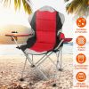 Heavy Duty Steel Lawn Chair Padded Seat Arm Back Beach Chair 330LBS Max Load with Cup Holder Carry Bag