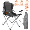 Heavy Duty Steel Lawn Chair Padded Seat Arm Back Beach Chair 330LBS Max Load with Cup Holder Carry Bag