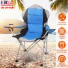 Heavy Duty Steel Lawn Chair Padded Seat Arm Back Beach Chair 330LBS Max Load with Cup Holder Carry Bag