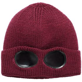 Unisex Knit Beanie Hat with Goggle (Option: Red)