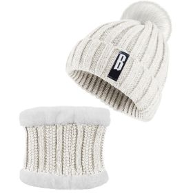 Winter Beanie Hat Scarf Set Women (Option: Cream)