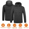 Lightweight Winter Hooded Jacket with 3-Level Heating Modes 8 Heating Zones Detachable Zipper Hood