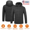 Lightweight Winter Hooded Jacket with 3-Level Heating Modes 8 Heating Zones Detachable Zipper Hood