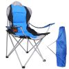 Heavy Duty Steel Lawn Chair Padded Seat Arm Back Beach Chair 330LBS Max Load with Cup Holder Carry Bag