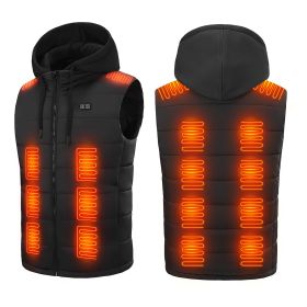 Winter Heated Vest  with Detachable Hood 3 Heating Levels 7.4VDC 5V/2A USB Input Unisex (Option: 2Xl)