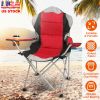 Heavy Duty Steel Lawn Chair Padded Seat Arm Back Beach Chair 330LBS Max Load with Cup Holder Carry Bag