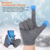 Winter Knitted Hat Scarf Gloves 3Pcs Winter Warm Beanie and Touch Screen Gloves Scarf Set Knit Beanie Skull Cap Neck Warmer Mittens for Men Women