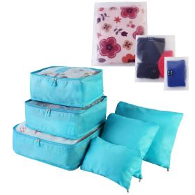 9Pcs Clothes Storage Bags Water-Resistant Travel Luggage Organizer (Option: Blue)