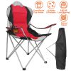 Heavy Duty Steel Lawn Chair Padded Seat Arm Back Beach Chair 330LBS Max Load with Cup Holder Carry Bag